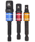 Square Head Socket Adapter Kit For Power Tools One Quarter Inch Three Eighths Inch And One Half Inch Shank Converters