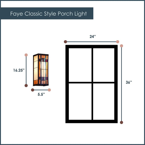 Art Deco Stained Glass Outdoor Wall Light Fixture For Home Exterior Dope Curb Appeal Large Satin Black Wall Lantern 16.25 Inch