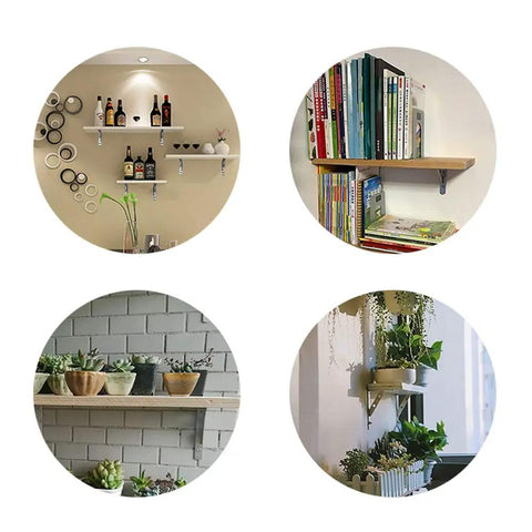 Heavy Duty Stainless Steel Floating Shelf Brackets Two Pack Straight Up Rock Solid Triangle Wall Mounts Built Tough used for books and plants