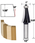 Chamfer Router Bit Half Inch Shank With Ten Degree Carbide Two Flute Edge Bevel Cutter For Miter Joints Pro Grade Durable C3 Material For Fast Cuts And Smooth Finishes, dimensions displayed.