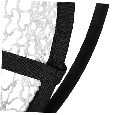 Close-up of Golf Chipping Net With Advanced Ball Capture System showing mesh netting and black frame detail.