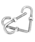 High Strength Steel J Bolt Five Sixteenth Inch Diameter By Three Inch Length With Nut Ten Pack Partial Thread Light Duty Anchor