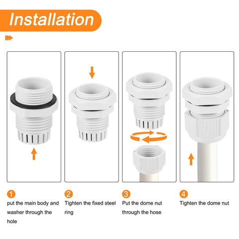Installation steps for All In One Cable Gland Kit 50 Pcs Adjustable Waterproof Conduit Fittings PG7 to PG19