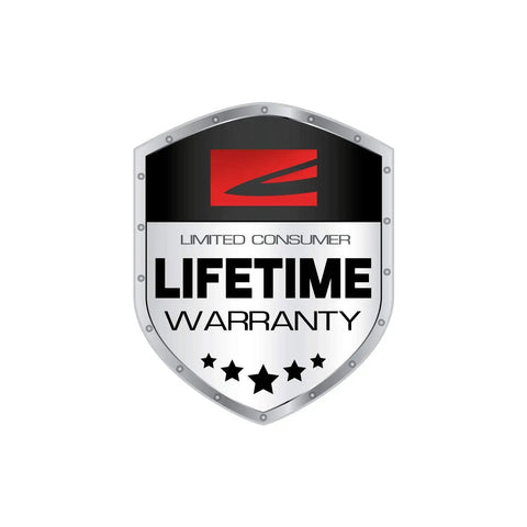 Shield-shaped badge with "Lifetime Warranty" text, suitable for Lethal 405 FPS Crossbow With Beast Mode Pro Package advertisement.