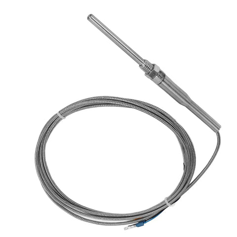 PT100 Temperature Sensor Probe In Stainless Steel, Industrial Thermocouple For Temperature Control And Monitoring, 58 To 752 Fahrenheit Range, Plug-And-Play Install And Durable For Equipment Testing, coiled cable view