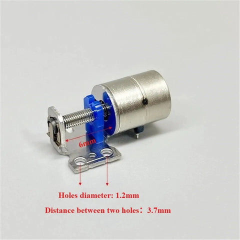 Precision Machined 6mm Stroke Linear Actuator Stepper Motor Featuring Hella Smooth Screw Slide Design With 2 Phase 4 Wire Build And 25 Ohm Coil Rating For Rock Solid Pump Assembly Drives with dimensions shown.