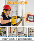 Person using Stud Finder Wall Scanner 5 in 1-Electronic Stud Detector with LCD Display while drilling into a wall.