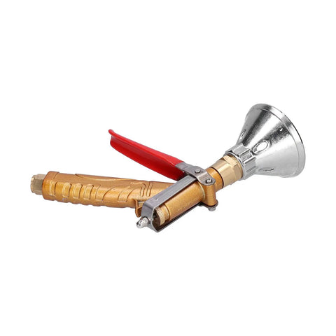 Handheld High Pressure Sprayer With Ceramic Nozzle For Ultra Fine Mist, bronze handle, and silver nozzle, side view