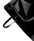 Close-up of collapsible 700ml PE soft flask with carabiner, eco-friendly hydration on the go, blue flexible lightweight bottle