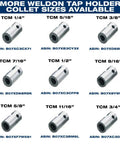 More Weldon tap holder collet sizes for tap holder for 5/16 inch taps with 3/4 inch shank mag drill collet fits standard chucks