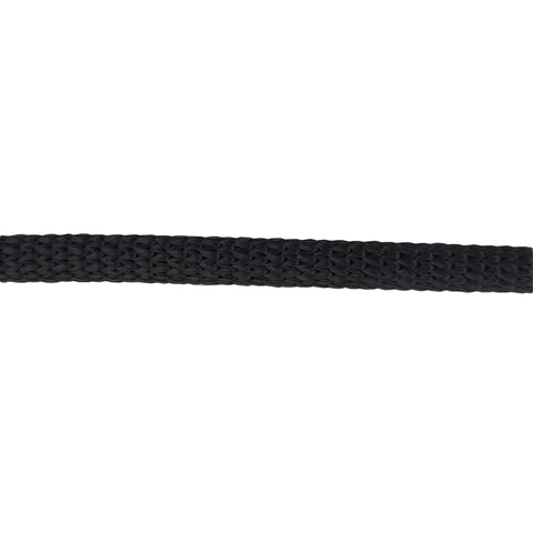 Close-up of 3/8 Inch Black Solid Braid Dacron Polyester Rope 250 Ft Spool Low Stretch UV Resistant Industrial Utility Cord