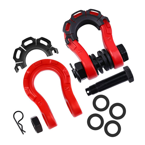 Two Piece D Ring Shackle Set Heavy Duty Universal Truck Off Road Accessories For Trailers And Vehicles Premium Towing Hardware In Red