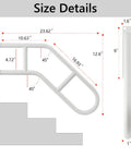 Heavy Duty Solid As A Nail U Shape Hand Rails For Outdoor Steps And Elderly Safety Rated Up To Eight Hundred Pounds size diagram