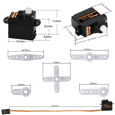 Dimensions of 2G Micro Digital Servo Motors Dual Pack for RC Robots Arms Hands Helicopters Fixed Wing Planes Cars and Boats