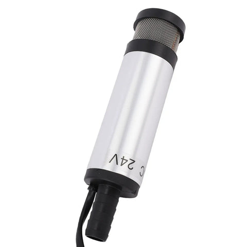 Aunmas 24V Derv Fuel Transfer Pump Electric Submersible Drum Pump With Stainless Steel Body Strong Suction For Water Oil Refueling Extended Filter Screen Silver Clip Type Heavy Duty Quick Liquid Movement