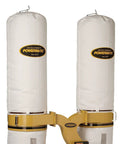 30 Micron Filter Bag Kit For PM1900 Dust Collector Includes Upper And Lower Bags Plus All Necessary Parts 10 Cu Ft Capacity Per Bag Replacement Set For Powermatic PM1900 System Pro Grade Heavy Duty Upgrade showing dual bags installed.