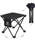 2 Pack 13 Inch Portable Folding Camping Stool with Carry Bag for Outdoor Adventures, open and folded view, black 600D Oxford