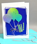 Greeting card with balloons and "HI!" using Shadow 26 Capital Letters Metal Cutting Dies For Card Making Kit With Embossing Die Cuts.