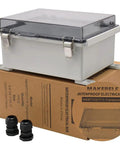 Rugged Outdoor Waterproof Electrical Junction Box With IP67 Weatherproof ABS Enclosure And Hinged Cover, 8.6 x 6.7 x 4.3 Inches