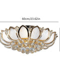 Dimmable Crystal Chandelier With Controller 23 Point 5 Inch Next Level Luxury Flush Mount LED Ceiling Lamp Lotus Shape Pendant