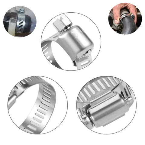 Heavy Duty 30 Pc Stainless Steel Hose Clamp Kit With Adjustable Worm Gear Design Perfect For Auto Marine Plumbing And Diy Projects To Secure Pipes Like A Boss Without Breaking The Bank stainless steel worm gear hose clamp