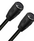 DIN 6 Pin Female To Female Extension Cable For Digital Audio And Data Links with black rubber ends and cable.
