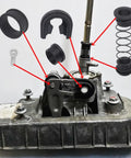Gearbox Repair Kit For Manual Transmission Shifter And Reverse Lever Selector Linkage And Drivetrain Bushes Fits Audi A2 A3 S3 And VW Golf Bora Jetta MK4 MT 99 17 Easy Install DIY Friendly components displayed over gearbox