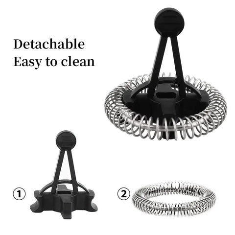 2-In-1 Frother Whisk For Keurig K-Latte Single Serve K-Cup Coffee And Latte Maker showing black handle and detachable stainless steel coil.