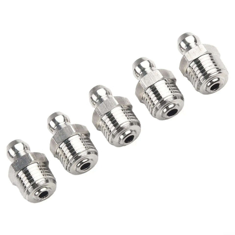 Top 10 Piece Stainless Steel Grease Fitting Kit With Straight Design 201 Metal 18-28 Thread Rust Proof Oil Nipples For Car Machinery And Hardened Bearings Maintenance Work, five fittings