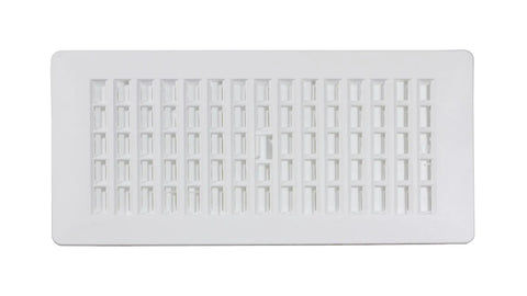 4 Inch By 10 Inch Plastic Floor Register White With Durable Lattice Design, top view showing lattice grid pattern