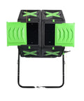 Outdoor 140L Dual Chamber Rotary Compost Bin For Backyard Garden Waste Transforming Kitchen Scraps Into Rich Fertilizer, Durable Plastic Steel Construction, Easy Turn Tumbler For Fast Eco Friendly Composting with visible green chambers