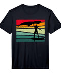 Vintage Wing Foil Surf Tee with silhouette of wing surfer, black, moisture-wicking, UPF 50 for Wing Surfers and Wingsurf Enthusiasts