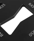 Top Shelf Aluminum Corner Radius Template Set R15 Through R50 Router Table Edge Shaper showing R35, R40, R45, R50 slots.