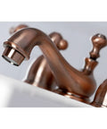 Model KS3952AL Restoration Mini Widespread Lavatory Faucet With Metal Lever Handles Polished Brass Finish close-up
