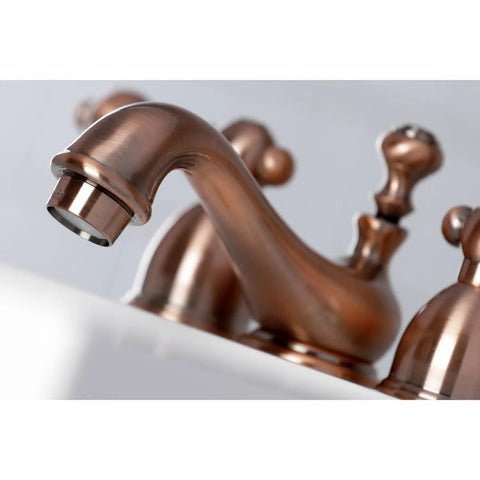Model KS3952AL Restoration Mini Widespread Lavatory Faucet With Metal Lever Handles Polished Brass Finish close-up