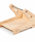 Solid Wood Label Holder And Sticker Dispenser for Roll Labels and Thermal Stickers, side view