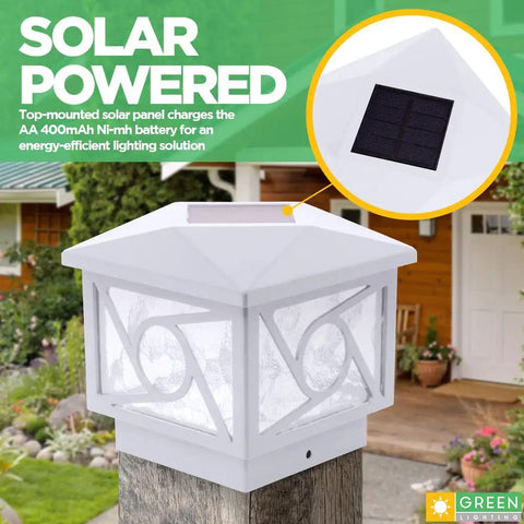 Geometric Circle Solar Post Cap Lights For 4x4 And 5x5 PVC Vinyl Posts Outdoor LED Waterproof Fence Post Lighting For Garden Deck Landscaping 12 Pack, showing solar panel close-up
