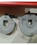 Portable Electric Pipe Bender Heavy Duty Conduit Seamer tools size 16 and 18 showing measurement markings for smooth copper bending.