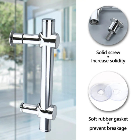 Stainless Steel Shower Door Handle For Glass Enclosures Built Tough Grab Bar With Adjustable Hole Distance 304 Grade Durable Bathroom Accessory Includes Hardware 250mm Length on glass door