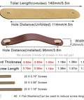 Dimensions and components of 10 Pack Soft Genuine Leather Drawer Pulls Handles 5-1/2 Inch By 1 Inch with screws
