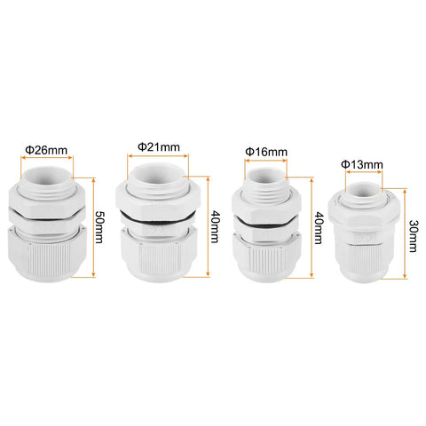 33 Pcs Cable Gland Kit 1/4 Inch To 3/4 Inch No Nonsense Durable Adjustable Cable Connectors Waterproof Tight Conduit Fittings in various sizes