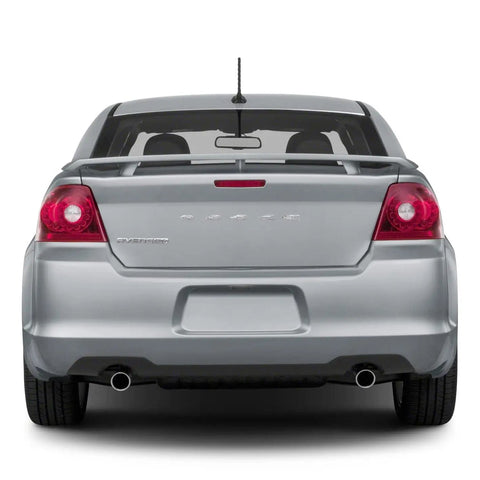 Rear view of car fitted with Dodge Avenger 2011 2014 8 Inch Rubber Antenna Mast Replacement With Internal Copper Coil Car Wash Proof