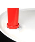 Top Shelf Heavy Duty Lever Drum Pump for smooth oil transfer, red lever fitting in a 55-gallon drum neck.