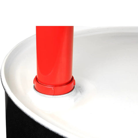 Top Shelf Heavy Duty Lever Drum Pump for smooth oil transfer, red lever fitting in a 55-gallon drum neck.
