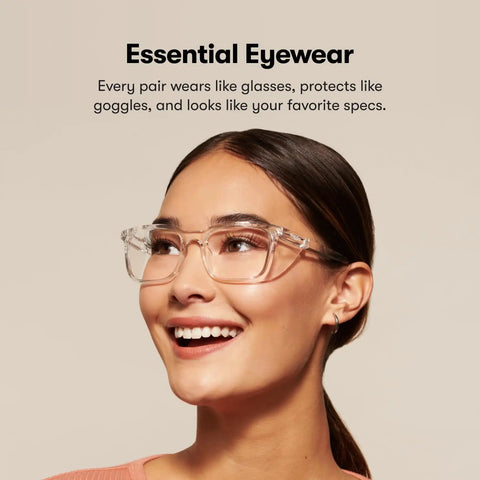 Rectangle Safety Glasses Z87.1 Certified, Lightweight Poly Lenses, Low Bridge Fit For Narrow Faces, Scratch And Shatter Proof