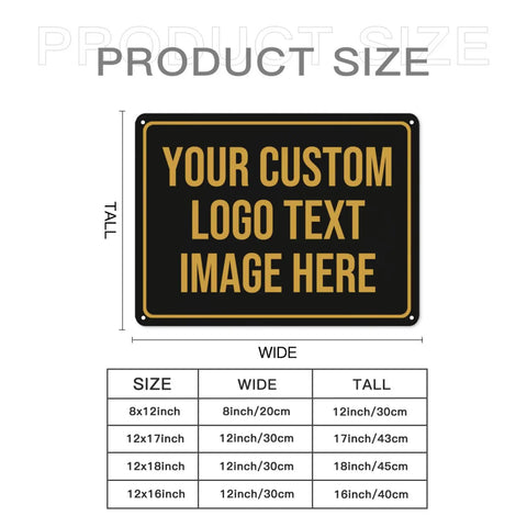 Custom Outdoor Metal Sign Make Your Own Personalized Sign Add Text Photo Or Logo For Office Home Bar Indoor Outdoor Use 8x12 Inches Weatherproof Finish With Multiple Colors And Fonts, size chart included