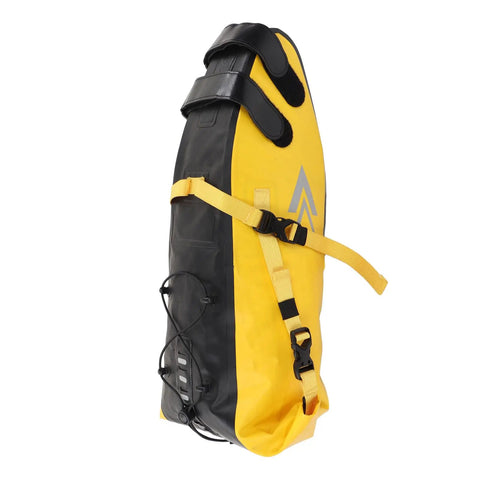 Durable 13L Bikepacking Bag For Long Rides With Large Capacity Yellow And Black Exterior Built To Last Buckles And Waterproof Material