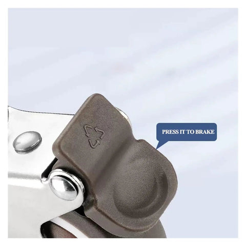 Close up of brake mechanism on caster from 4 Pack Stem Threaded Caster Wheels For Office Chairs And Heavy Duty Furniture