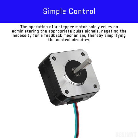 NEMA 17 bipolar stepper motor with silver front plate, black body, and 4-wire cable.