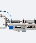 Heavy Duty Pneumatic Liquid Filling Machine With An Automatic Single Head Bottle Filler Rig showing stainless construction for precision bottling.